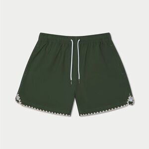 Mavrans Green Stitch Swim Short with Embroidered Edges